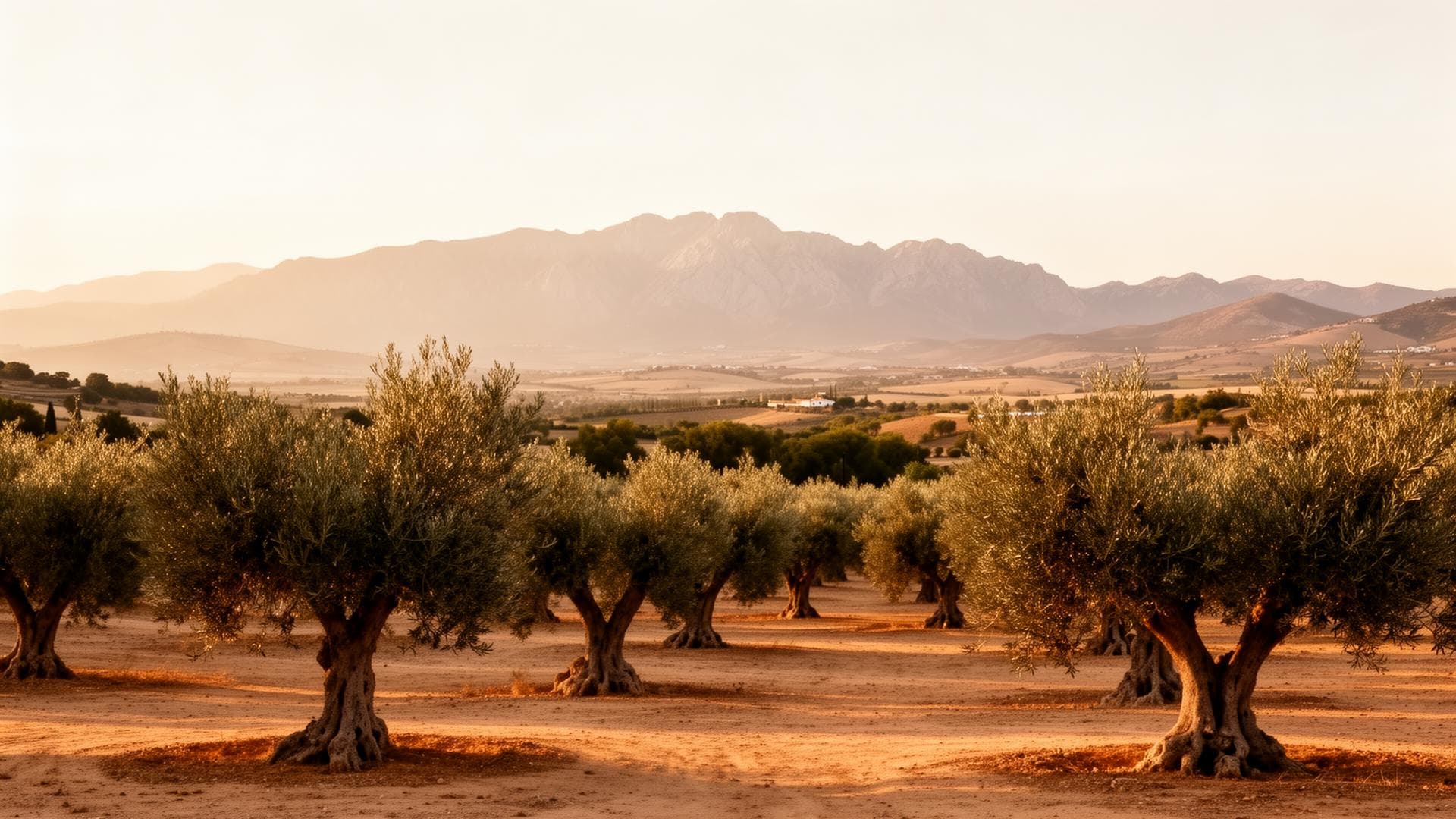 Andalusian olive grove at golden hour