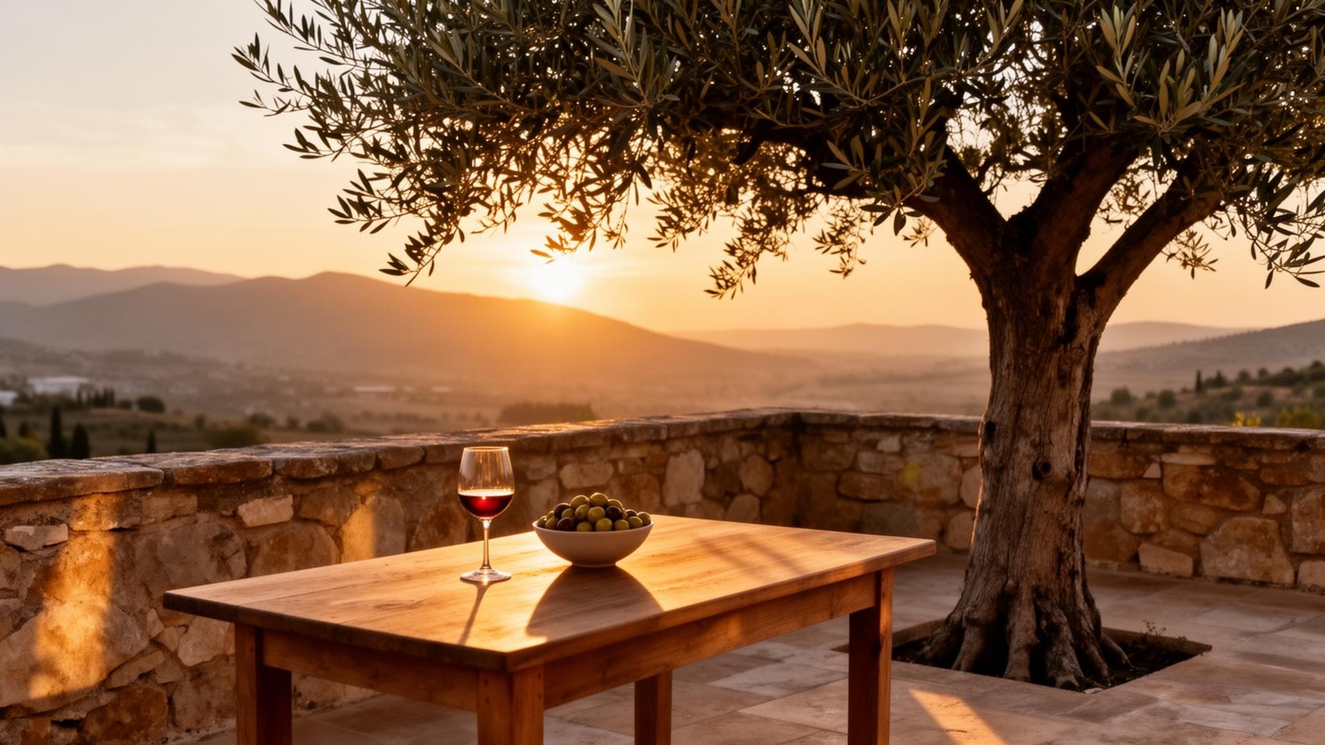 Terrace at sunset in Andalusia